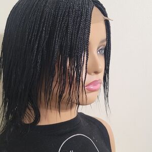 Black Braided Feathers Wig - Women Hair